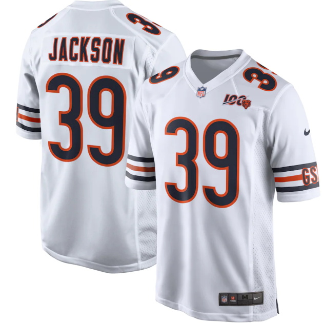 mens nike eddie jackson white chicago bears 100th season game jersey